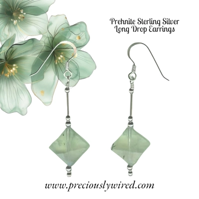 Prehnite Sterling Silver Drop Earrings