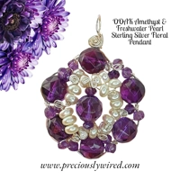 Amethyst Pearl Sterling Wire Wrap..
