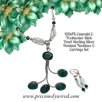 Emerald, Stick Pearl Sterling Cha..