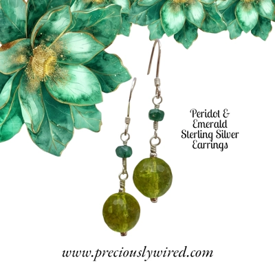 Peridot & Emerald Sterling Silver Drop Earrings