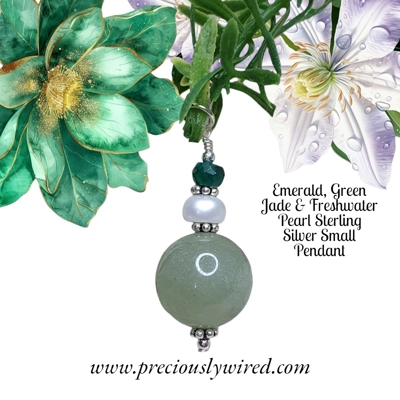 Emerald Pearl Jade Sterling Silver Pendant