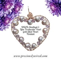 Amethyst Lilac Pearl 14kt Rose go..