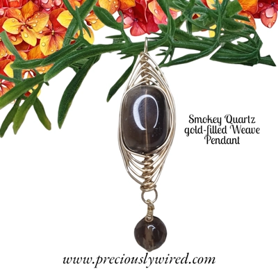 Smokey Quartz 14kt gold-filled Weave Pendant