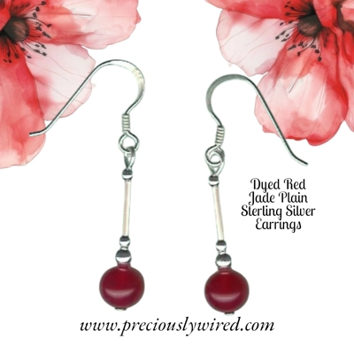 Jade Red Plain Sterling Drop Earrings