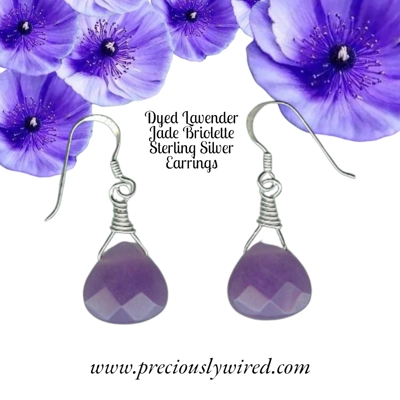 Jade Lavender Briolette Sterling Drop Earrings