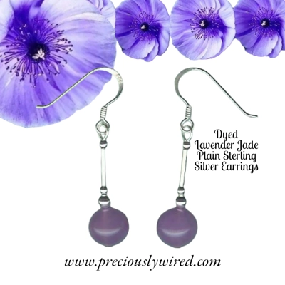 Jade Lavender Plain Sterling Drop Earrings