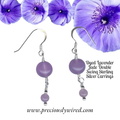 Jade Lavender Double Swing Sterling Drop Earrings