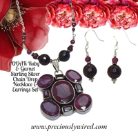 Ruby & Garnet Sterling Chain Drop..