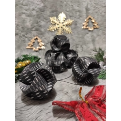 Fekete ezüst gömb függődísz szett (6 db) CSG06017