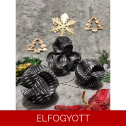 Fekete ezüst gömb függődísz szett (6 db) CSG06017