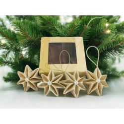 Ekrü, beige csillag karácsonyfadísz szett 4 db-os 7CS04021