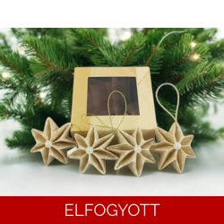 Ekrü, beige csillag karácsonyfadísz szett 4 db-os 7CS04021