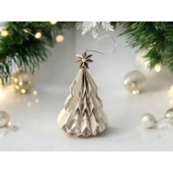 Ekrü, pezsgő mintás fenyőfa formájú karácsonyfadísz FF114