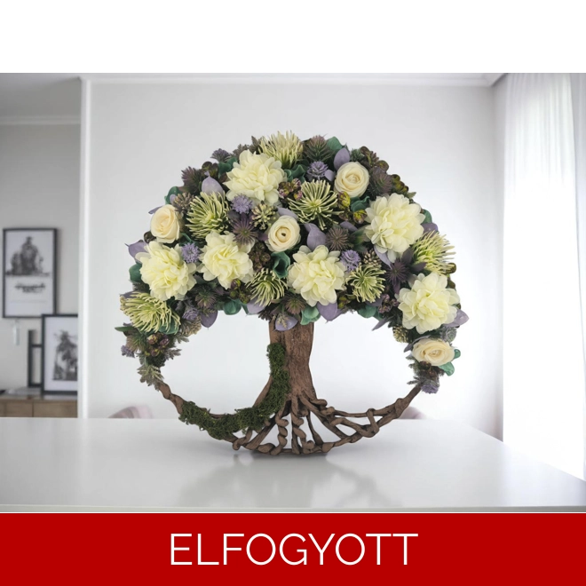 product Image for Krémszínű és lila virágos életfa kopogtató KPEF016