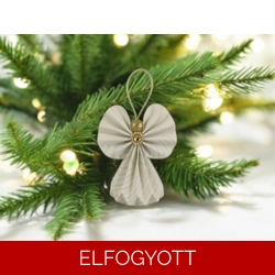 Ekrü csillámos papírangyalka PANAR0080