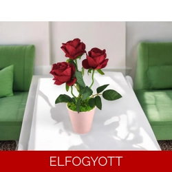 Élethű, óriás fejű vörös bársonyrózsa púderrózsaszín kaspóban ROS316PSRS