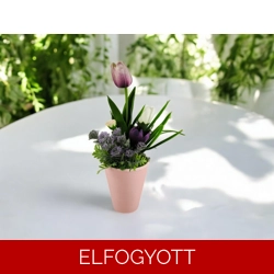 Tulipános kaspó lila és rózsaszín virágokkal TUG107LIRS