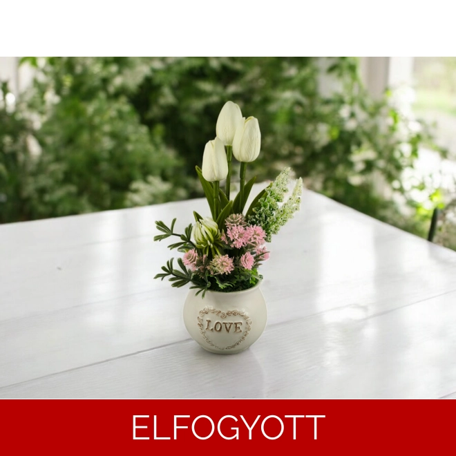 product Image for Fehér és rózsaszín tulipános összeállítás kerámiakaspóban TUG313FHRS