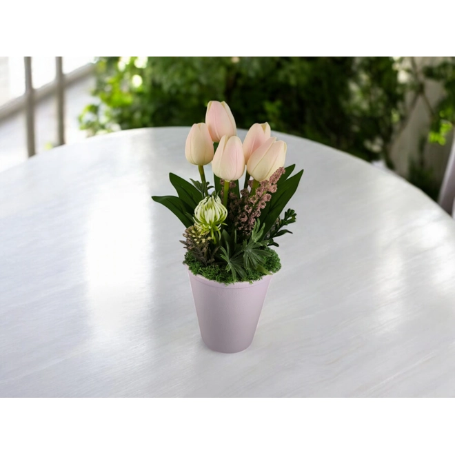 product Image for Púder rózsaszín tulipánok lila kaspóban TUG560RSLI