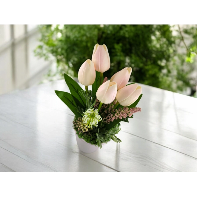 Additional Image for Púder rózsaszín tulipánok lila kaspóban TUG560RSLI