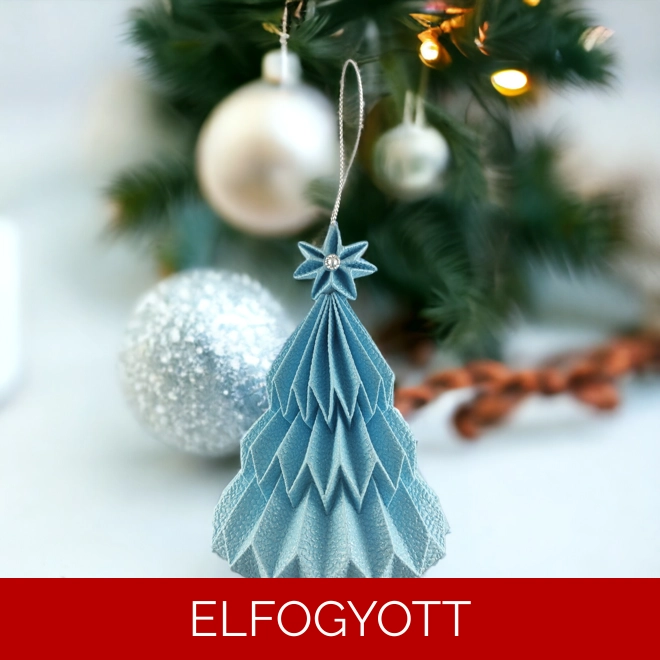 product Image for Csillogós világos kék fenyőfa formájú karácsonyfadísz FF089