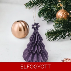Csillogós sötét lila fenyőfa formájú karácsonyfadísz FF090