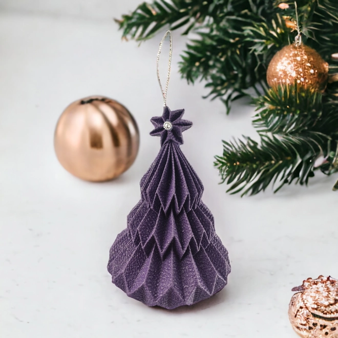product Image for Csillogós sötét lila fenyőfa formájú karácsonyfadísz FF090