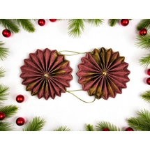 Meggypiros, óarany mintás rozetta formájú 2 darabos karácsonyfadísz szett ROZ2026