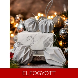 4 darabos szürke ezüst csillámos karácsonyfadísz szett díszdobozban LNT04007