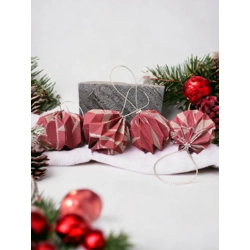4 darabos bordő ezüst karácsonyfadísz szett díszdobozban LNT04008