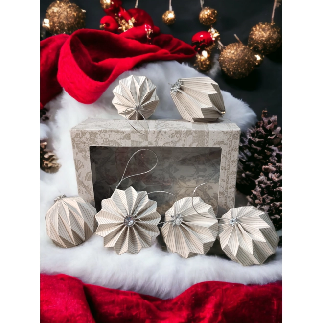 product Image for 6 darabos fehér, ezüst karácsonyfadísz szett papírdobozban LNT06003