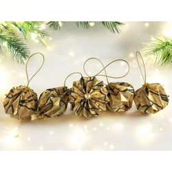 10 darabos arany, fekete mintás karácsonyfadísz szett LNTAR017