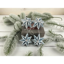 Kék, ezüst csillag karácsonyfadísz szett 4 db-os 7CS04022