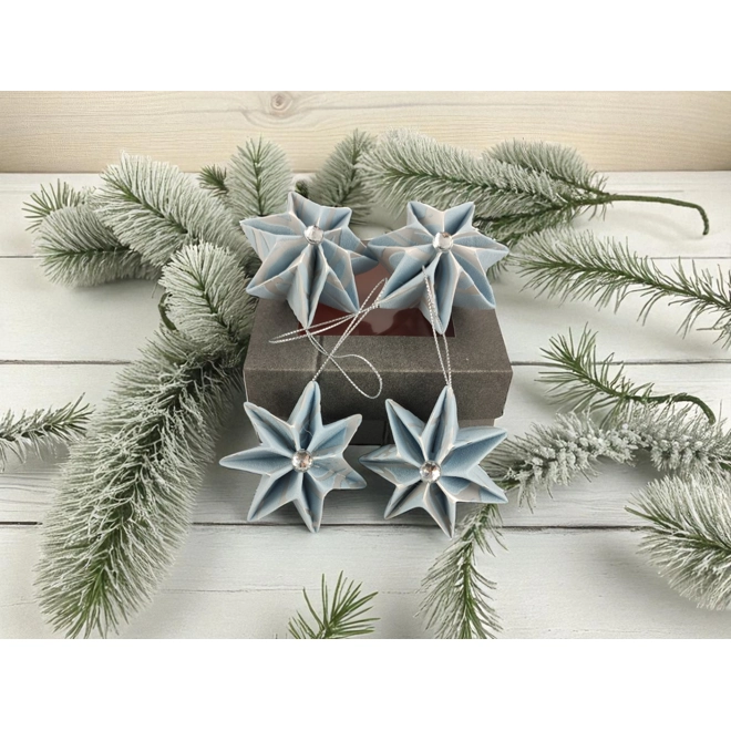 product Image for Kék, ezüst csillag karácsonyfadísz szett 4 db-os 7CS04022