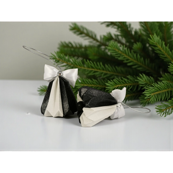 product Image for Csengettyű alakú fekete, fehér karácsonyfadísz szett BL208