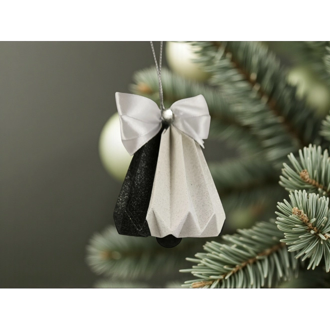 Additional Image for Csengettyű alakú fekete, fehér karácsonyfadísz szett BL208