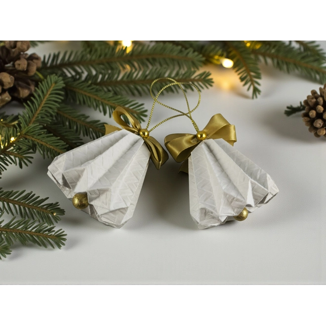 product Image for RENDELÉSRE - kb. 3 nap! Csengettyű alakú fehér, arany karácsonyfadísz szett BL210