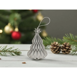 Szürke csillámos mintás fenyőfa formájú karácsonyfadísz FF124