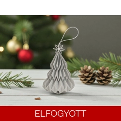 Szürke csillámos mintás fenyőfa formájú karácsonyfadísz FF124