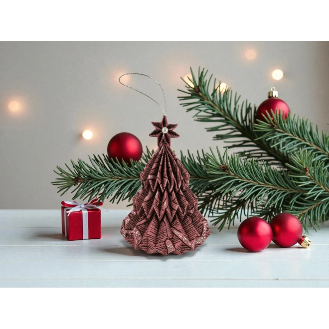 product Image for Mályva, ezüst csillámos mintás fenyőfa formájú karácsonyfadísz FF135