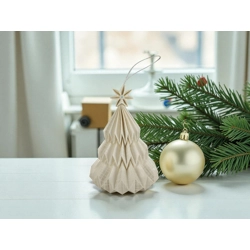 Fehér mintás fenyőfa formájú karácsonyfadísz FF136