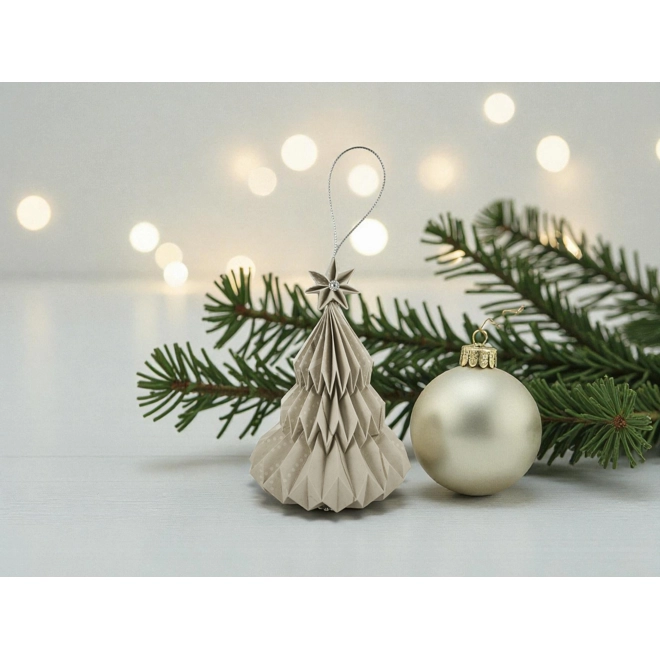 product Image for Világos beige mintás fenyőfa formájú karácsonyfadísz FF138