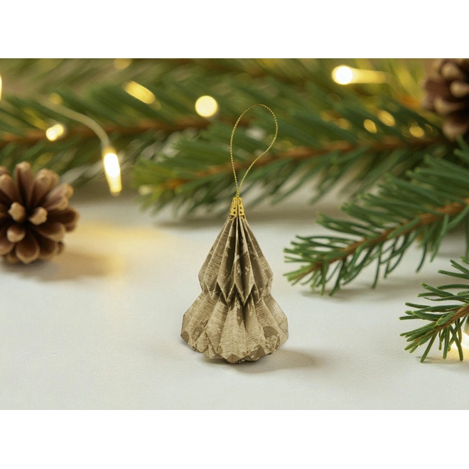 product Image for Kis fenyő origami dísz beige és arany KF002