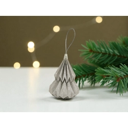 Kis fenyő origami dísz szürke, ezüst KF003