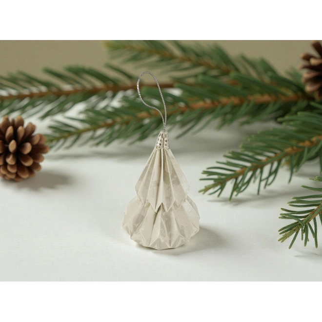 Additional Image for Kis fenyő formájú karácsonyfadísz fehér, ezüst KF004
