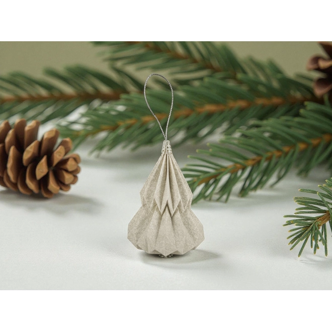 product Image for Kis fenyő origami dísz ekrü, ezüst  KF005