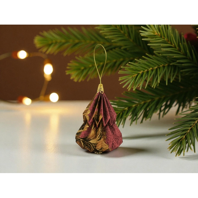 product Image for Kis fenyő formájú karácsonyfadísz meggypiros és óarany KF006
