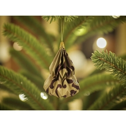 Kis fenyő origami dísz pezsgő és bordó KF007