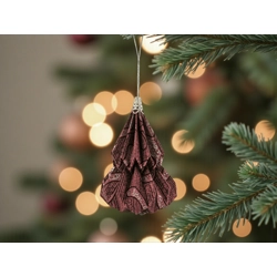Kis fenyő formájú karácsonyfadísz sötét mályva, ezüst KF008
