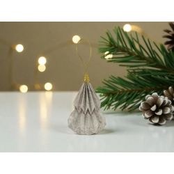 Kis fenyő origami dísz beige és fehér KF011